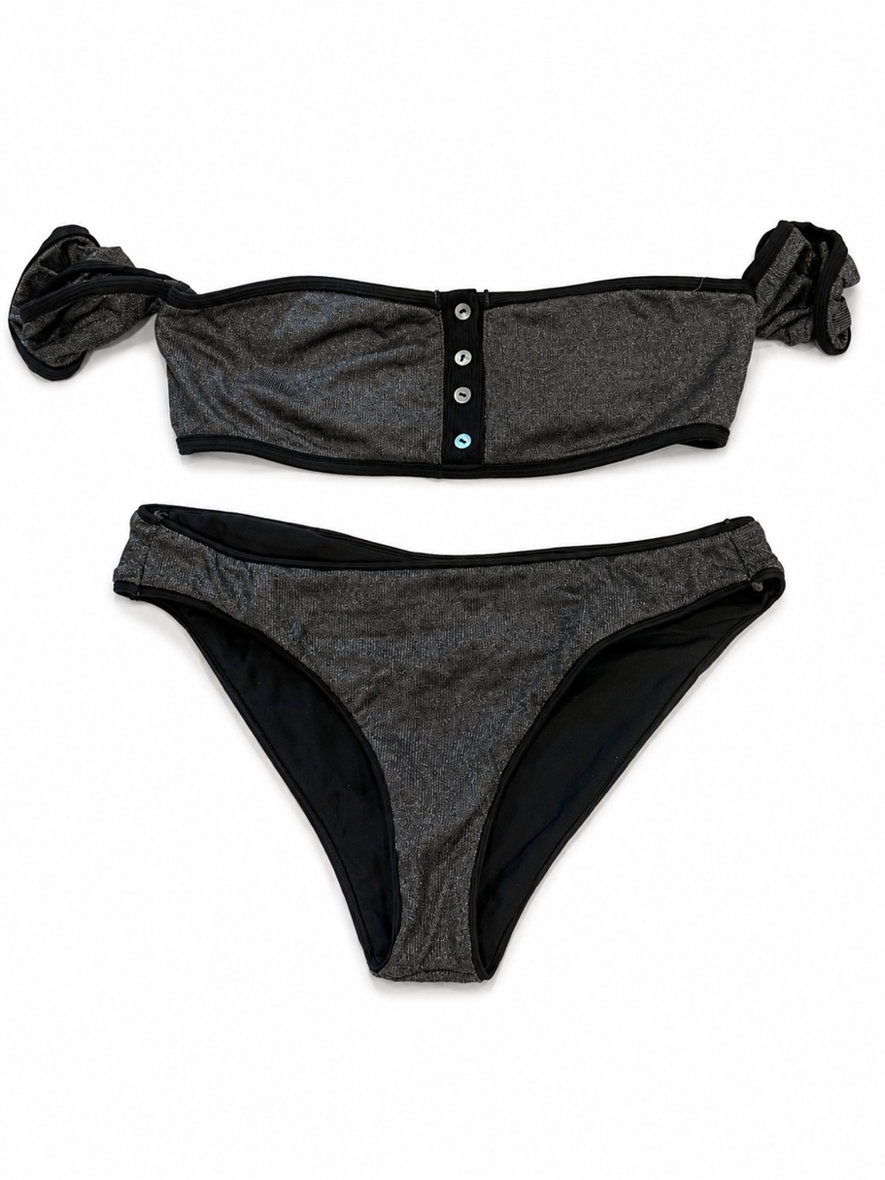 Beach Bunny Shimmery Charcoal Two-Piece Bikini Set